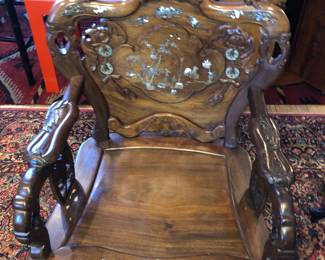 Incredible 10 piece Indo-Chinese mother of pearl inlaid Rosewood suite of furniture. My client inherited this from her family and brought it back from Vietnam 40-50 years ago. Its age is around 100 years old.