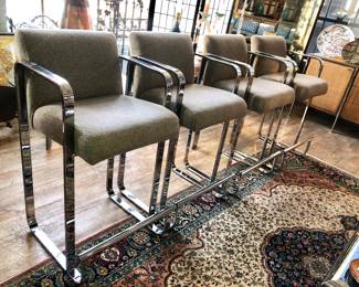 Set of 4 chrome barstools attributed to Sally Sirkin Lewis for J. Robert Scott