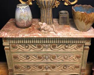 John Widdicomb marble top chest 