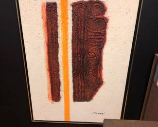 Abstract Brutalist oil painting signed Sloan 