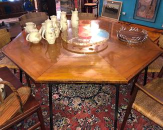 Large octagonal conference or dining table made by Cleveland architect William Morris & from home