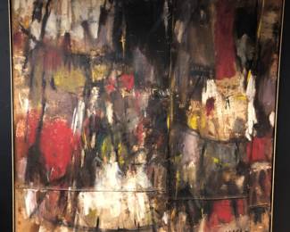 Oil on canvas Signed Lucas  with several knife size holes 