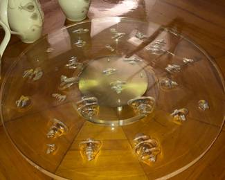 Carved lucite lazy Susan 