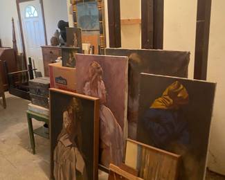 Large oils and easels 