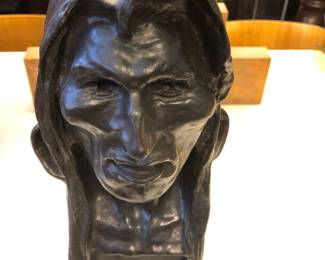 Remington style bronze Native American head