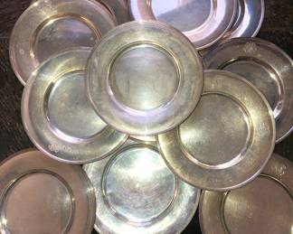 Set of 12 sterling silver dessert plates