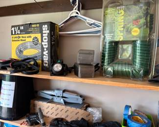 assorted tools, yard items