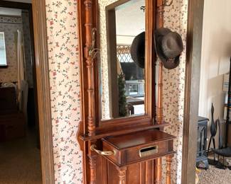 Vintage hall tree with letter slot
