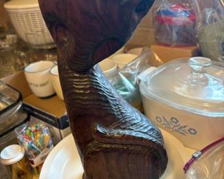 MCM Witco style carved wood cat sculpture