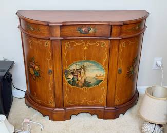 Hand-Painted Demilune Cabinet