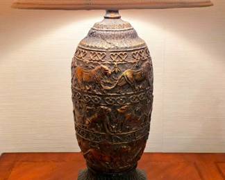 Lion Frieze Urn Lamp with Antiqued Bronze Finish bid #97