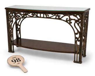 Steel Sofa Table with contoured glass top