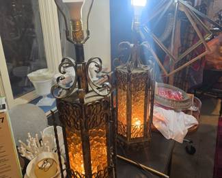 Hollywood regency pair of lamps