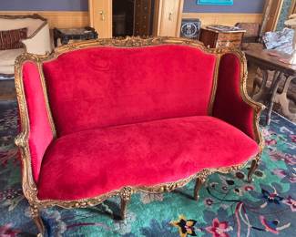 Louis XVI love chair original fabric under the silk velvet