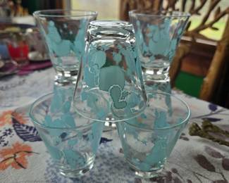 Vintage poodle juice glasses