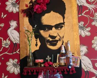Frida Carlos art with mirror and shelf