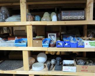 Tons of Vintage Hardware & Glass Lamp Shades/Diffusers
