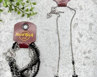 40 HardRockTwistedBeadsBraceletHeartGuitarNecklace