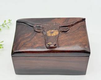 5 HandCarvedTexasLonghornDesertIronwoodTrinketBox