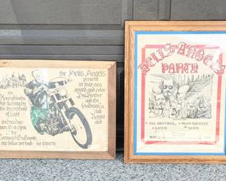 20 VintageHellsAngelsFramedCountercultureBikerArtPosters