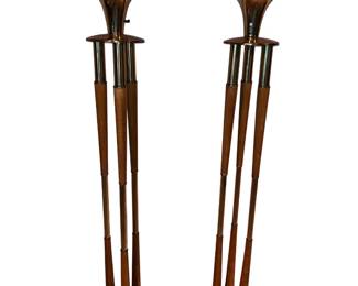 MCM Danish Modern Torchiere Parlor Floor Lamps Atomic Sputnik Brass Base Triple Legs