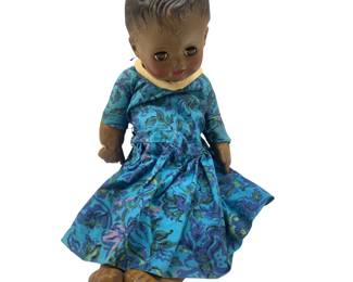 Antique Baby Doll Gothic Blue Floral Dress in Impossible Yoga Pose