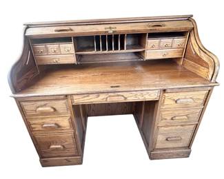 Solid Oak Roll Top Desk Mail Sorter Drawers