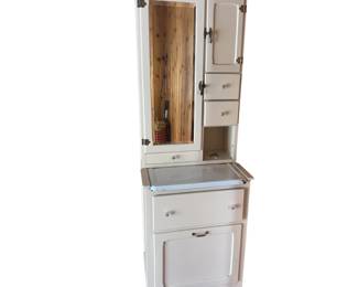Mirrored Hoosier Cabinet Medical Maids Room Porcelain White
