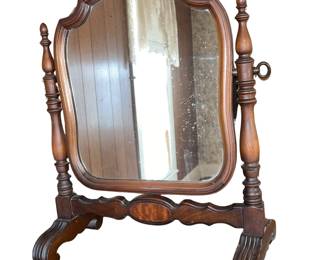 Vanity Shaving Mirror Wood Framed Tilting Antique