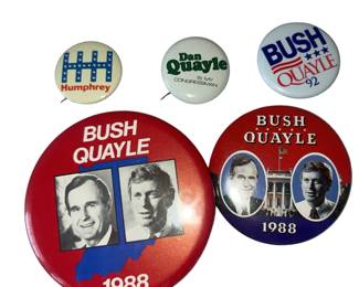 Political Buttons Bush Quayle 1992 1988 Dan Quayle Congress Humphrey