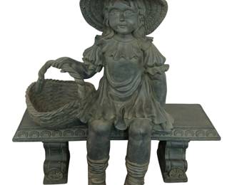 2FT Resin Statue Little Girl on Bench