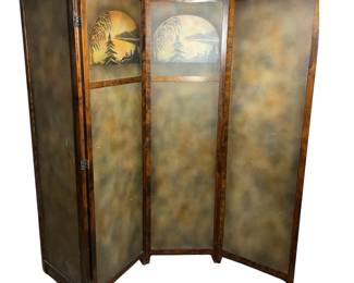 c1900 Craftsman Stickley Era 4-Panel Room Divider - Urn Style Top