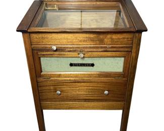 Dentistry Cabinet Sterilizer Compartment Lift Up Glass Top Display Lectern Style
