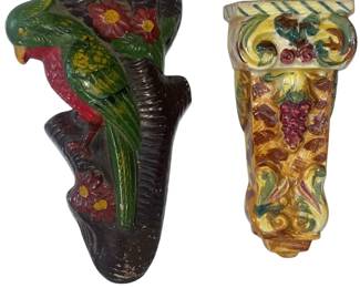 Parrot Bird Wall Vases Pottery Japan