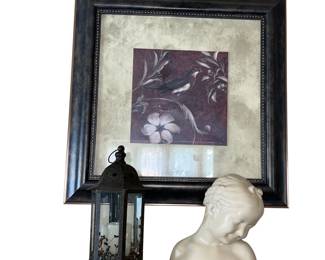 Ceramic Bust Young Girl Lantern Candle Holder Wall Art Lamp