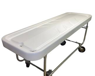 Antique Embalming Table White Enameled Steel Porcelain Rolling