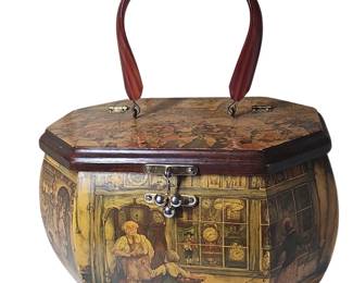 c1970 Anton Pieck Decoupage Wooden Box Purse