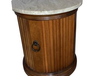Round End Table Cabinet Marble Top Victorian
