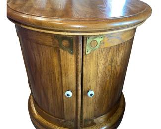 Round End Table Storage Base Swing Out Doors