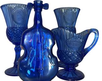 Cobalt Glass Avon Patriotic George Washington Violin