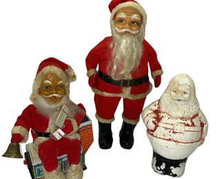 3 Vintage 1950s Santa Claus Dolls Figures