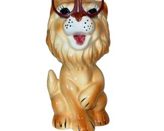 Vintage Lion Sewing Caddy Scissors Pincushion Tape Measure Figure Wheelock Japan