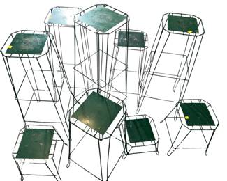 Large Set 8-40" Metal Wire Plant Flower Stands Funeral Parlor Set of 9 Green