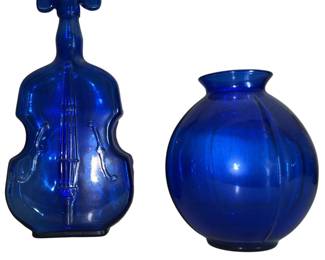 Cobalt Violin Whiskey Bottle Round Vase