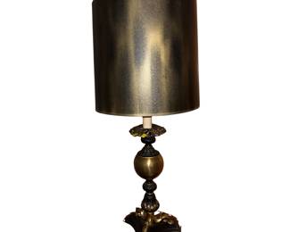 Brass Ornate Table Lamp Gothic Hollywood Regency