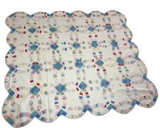 Antique Quilt Wedding Ring Multicolor Sky Blue