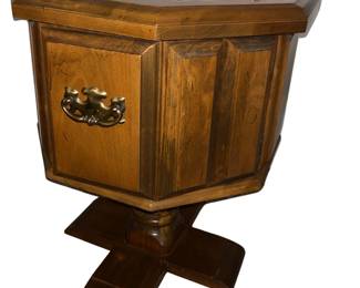 Octagonal End Table Drum Style Cabinet Marble Top