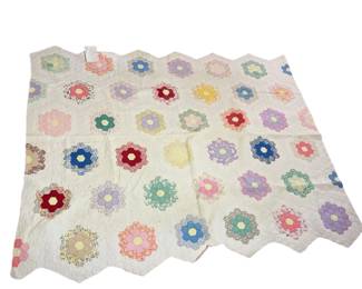 Antique Quilt Flower Garden Pastels