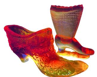 Uranium Amber Glass Boots Marked S