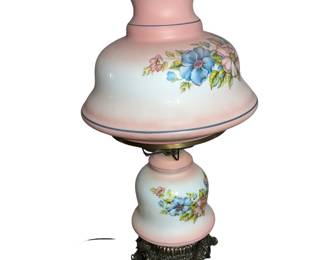 Vintage GWTW Parlor Lamp Electric Pink White Ornate